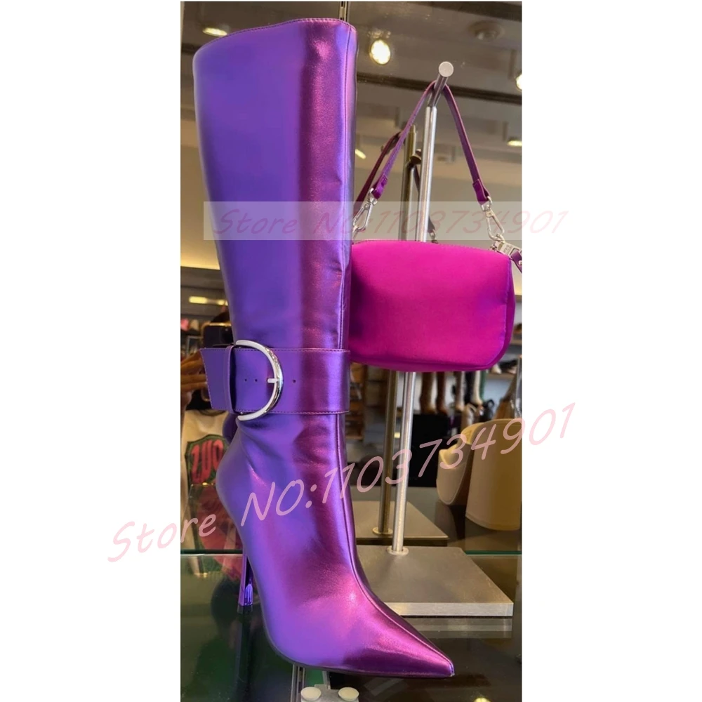Belt Buckle Ankle Strap Purple - Street Fashion Ladies ulasan dan harga