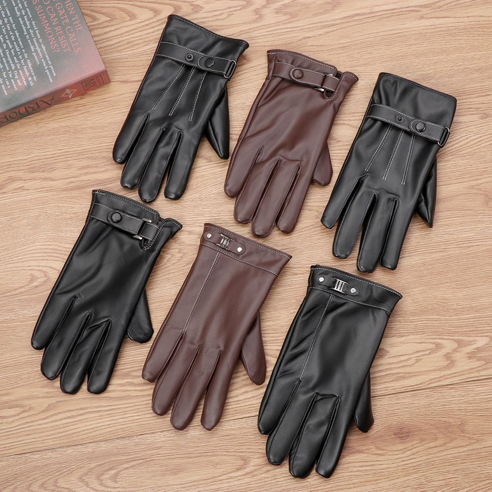 Men's Fleece Thermal Leather G - Street Fashion Gloves ulasan dan harga