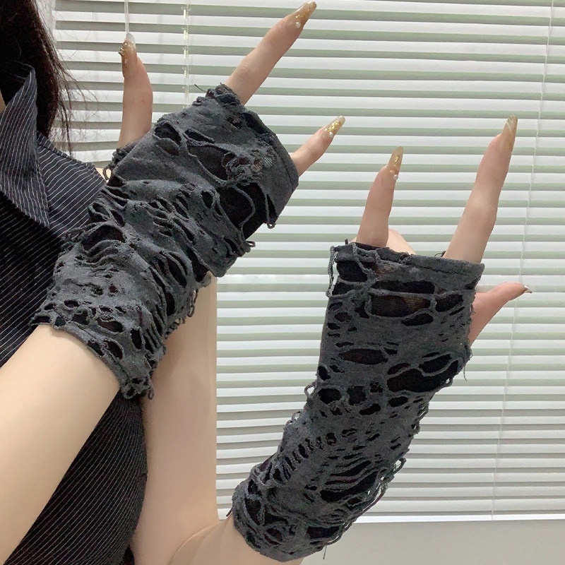 Yueqiu Girl Alt Fashion Ripped - Street Fashion Gloves ulasan dan harga