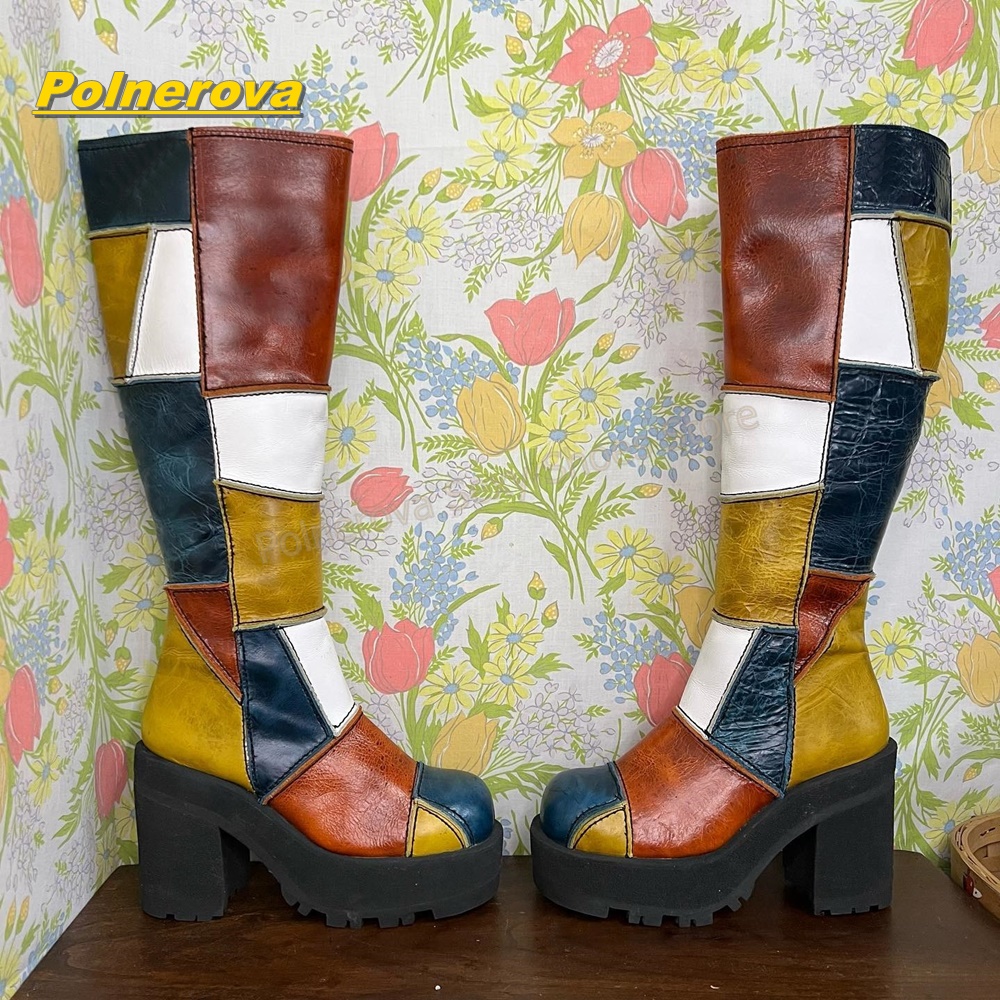 Women Retro Patchwork Leather  - Street Fashion Y2K ulasan dan harga