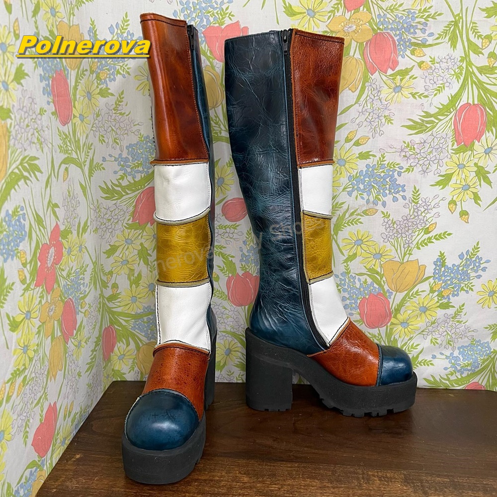 Women Retro Patchwork Leather  - Street Fashion Y2K ulasan dan harga