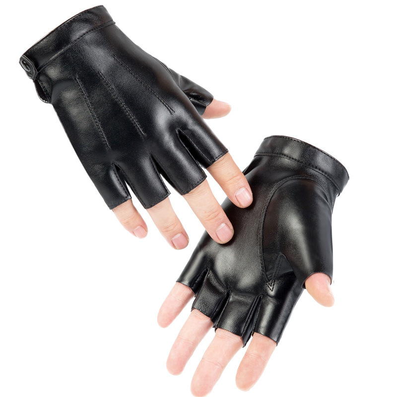 PU Leather Fingerless Gloves M - Street Fashion Gloves ulasan dan harga