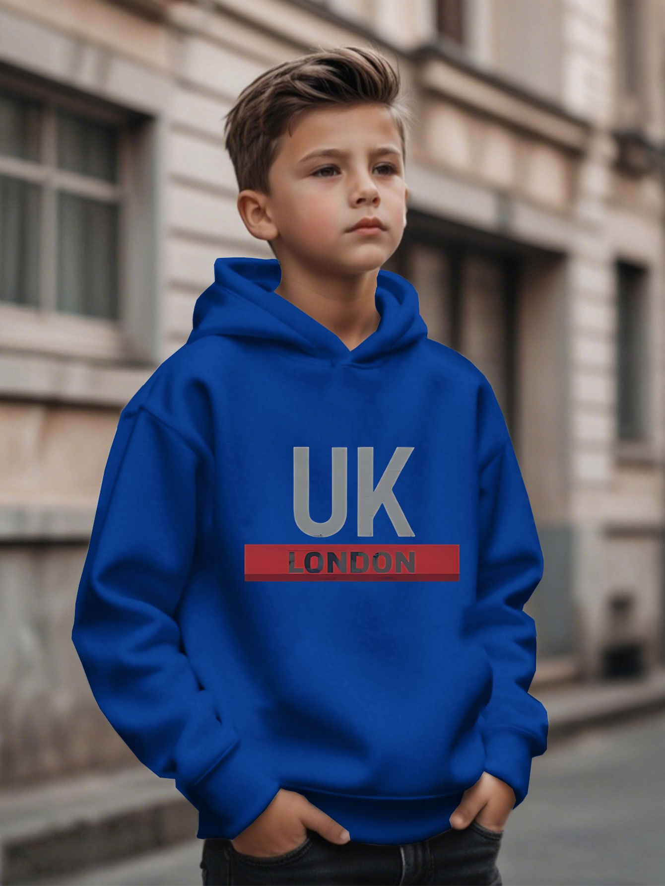 UK London Printed Hoodie Boys' - Street Fashion London ulasan dan harga