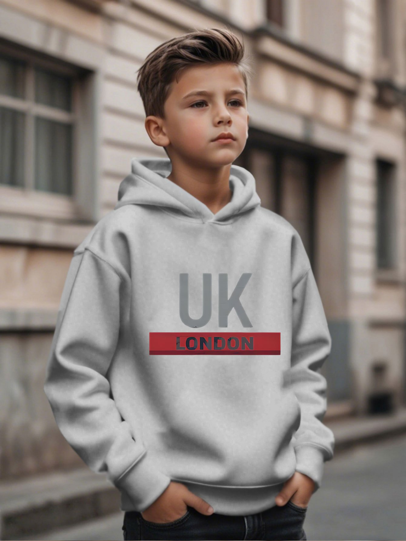 UK London Printed Hoodie Boys' - Street Fashion London ulasan dan harga