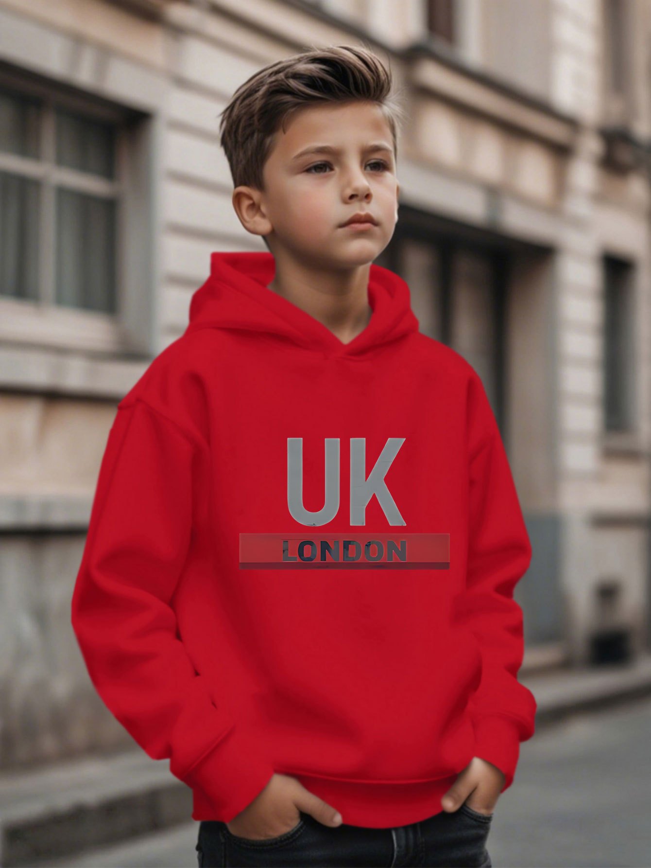 UK London Printed Hoodie Boys' - Street Fashion London ulasan dan harga