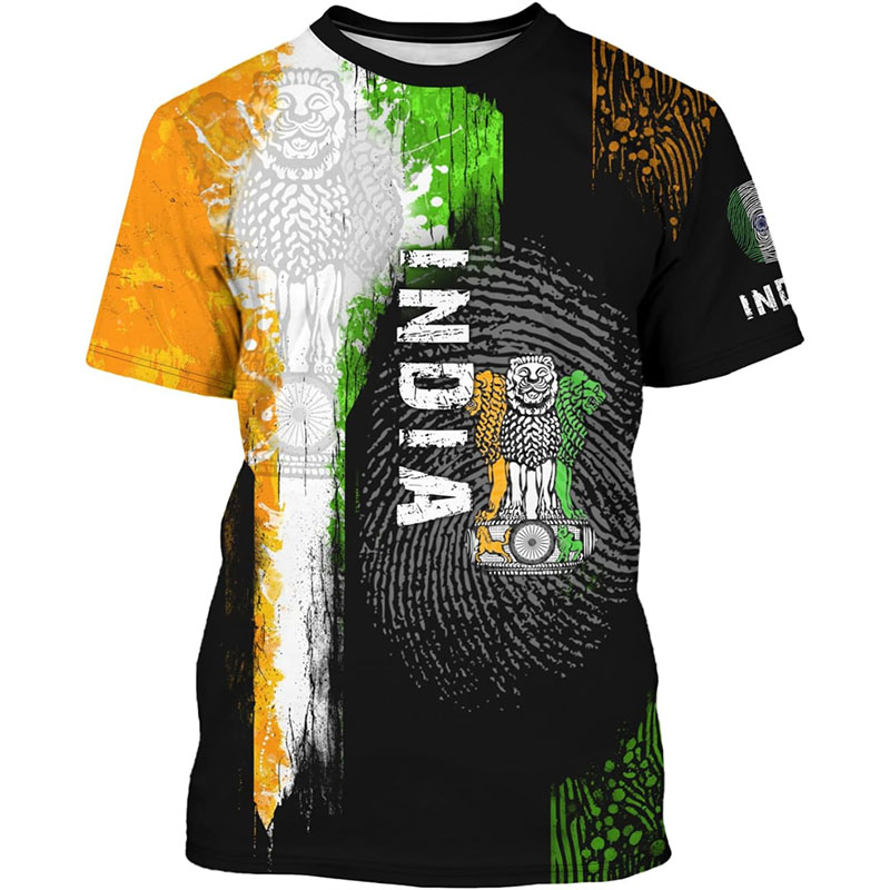 India Flag Print T-shirt Men's - Street Fashion India ulasan dan harga