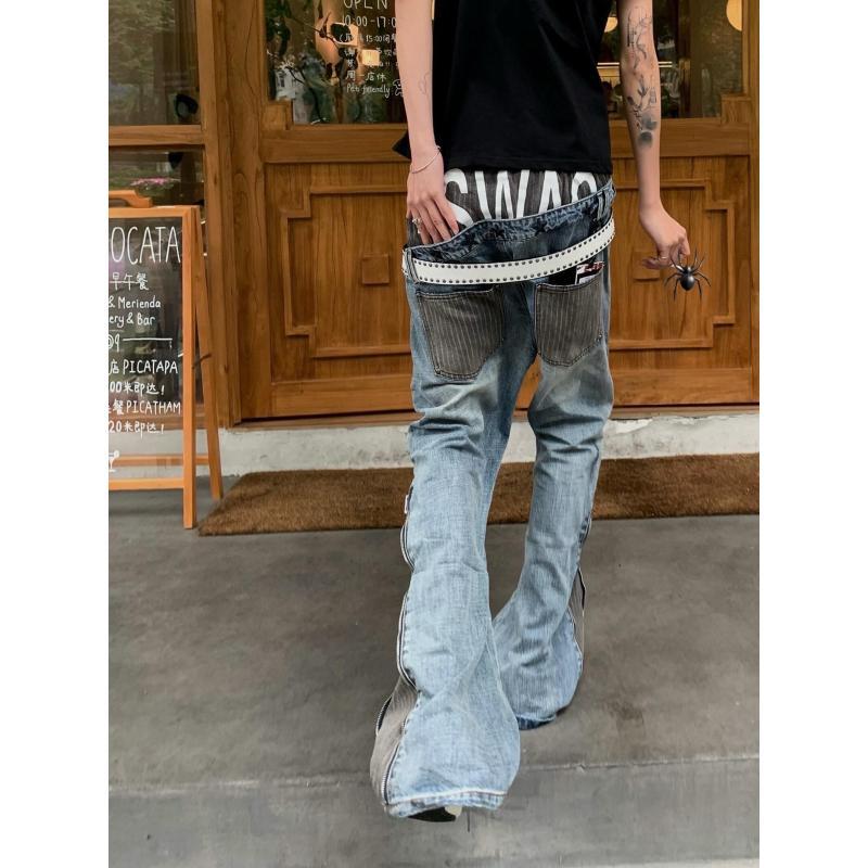 Men's Patchwork Design Jeans 9 - Street Fashion England ulasan dan harga