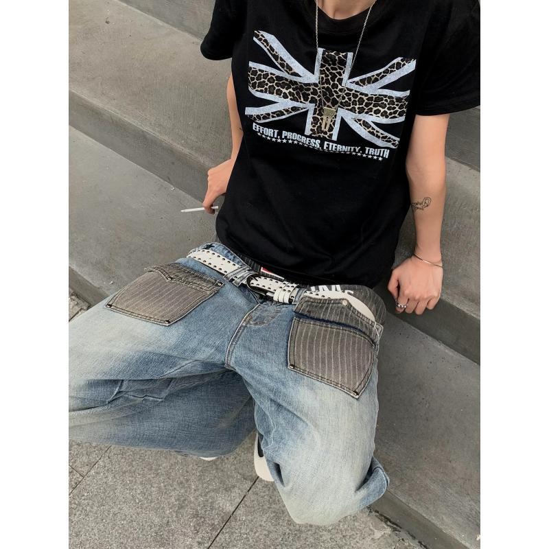 Men's Patchwork Design Jeans 9 - Street Fashion England ulasan dan harga