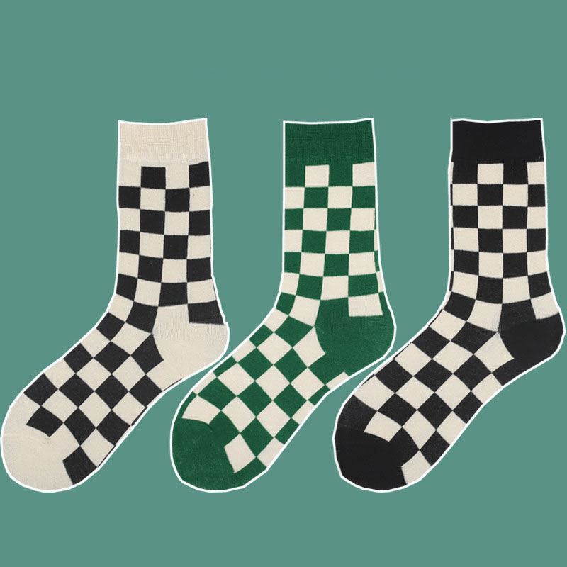 Women's Socks Black Checkerboa - Street Fashion Couple ulasan dan harga