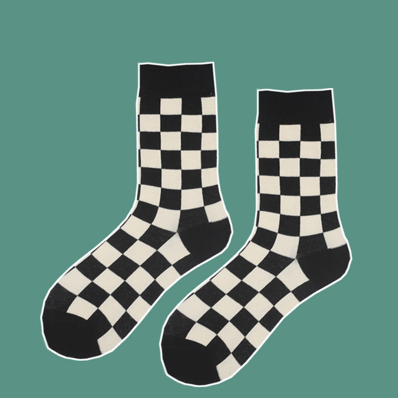 Women's Socks Black Checkerboa - Street Fashion Couple ulasan dan harga