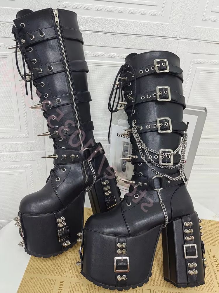 Punk-Style Platform Motorcycle - Street Fashion Y2K ulasan dan harga