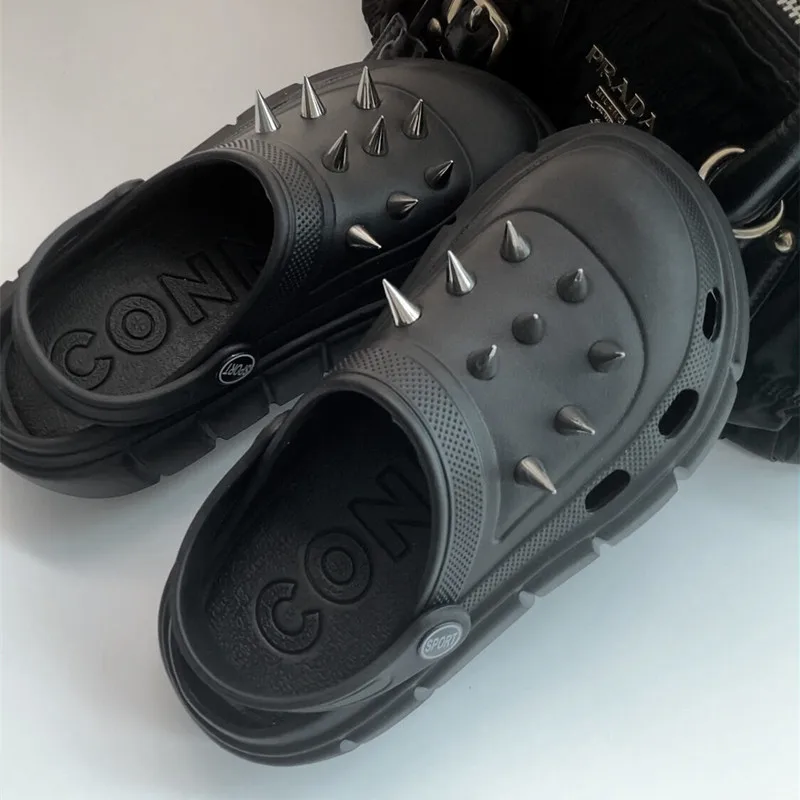 Y2K style Rivet Hole Shoes Wom - Street Fashion Y2K ulasan dan harga