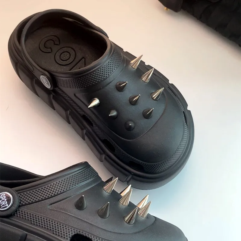 Y2K style Rivet Hole Shoes Wom - Street Fashion Y2K ulasan dan harga