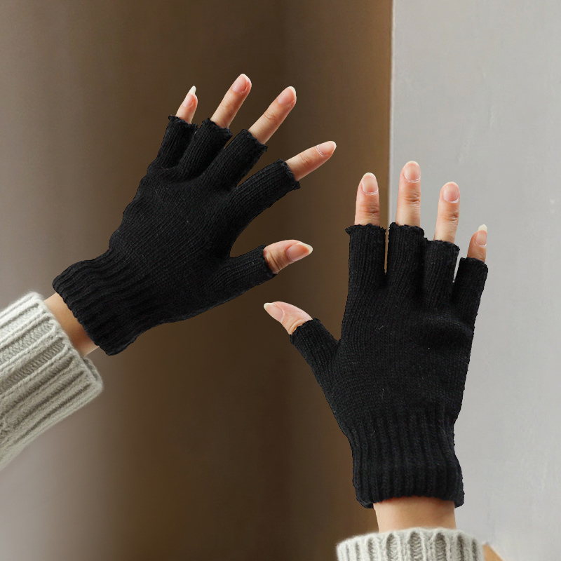 Wool Half-Finger Gloves for Wo - Street Fashion Gloves ulasan dan harga