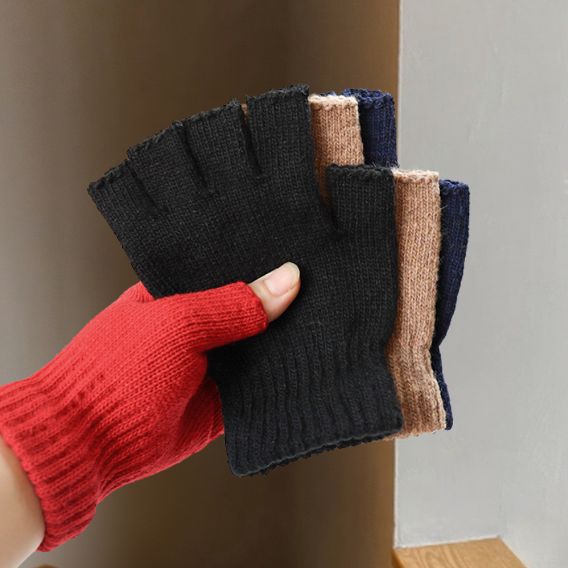 Wool Half-Finger Gloves for Wo - Street Fashion Gloves ulasan dan harga
