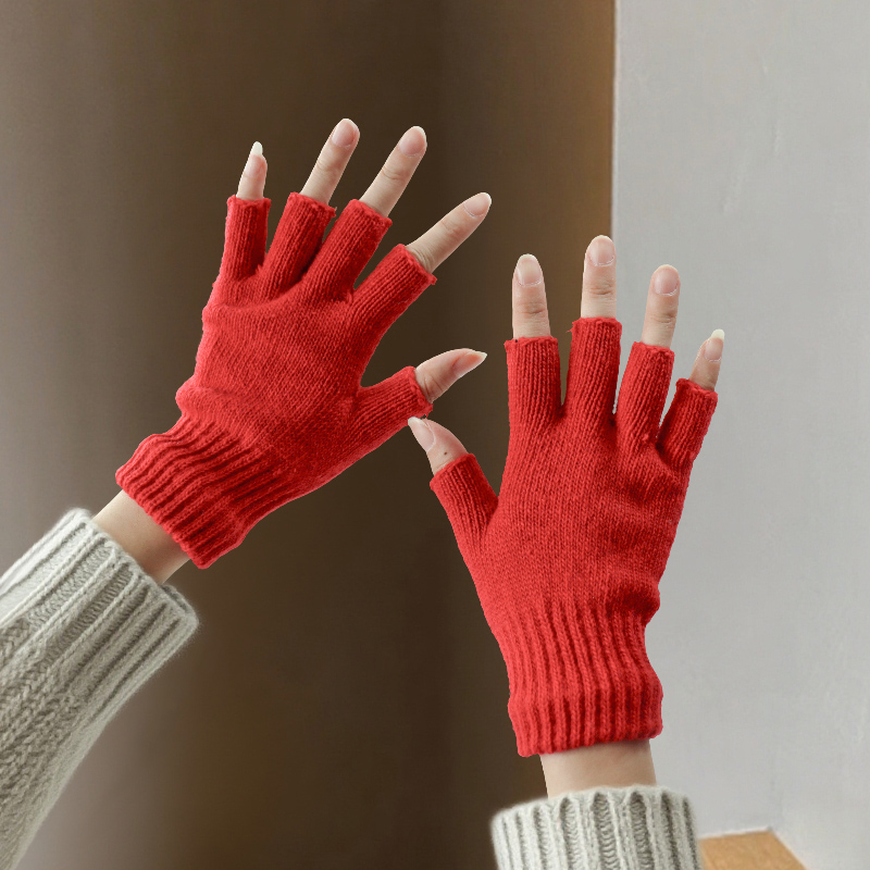 Wool Half-Finger Gloves for Wo - Street Fashion Gloves ulasan dan harga