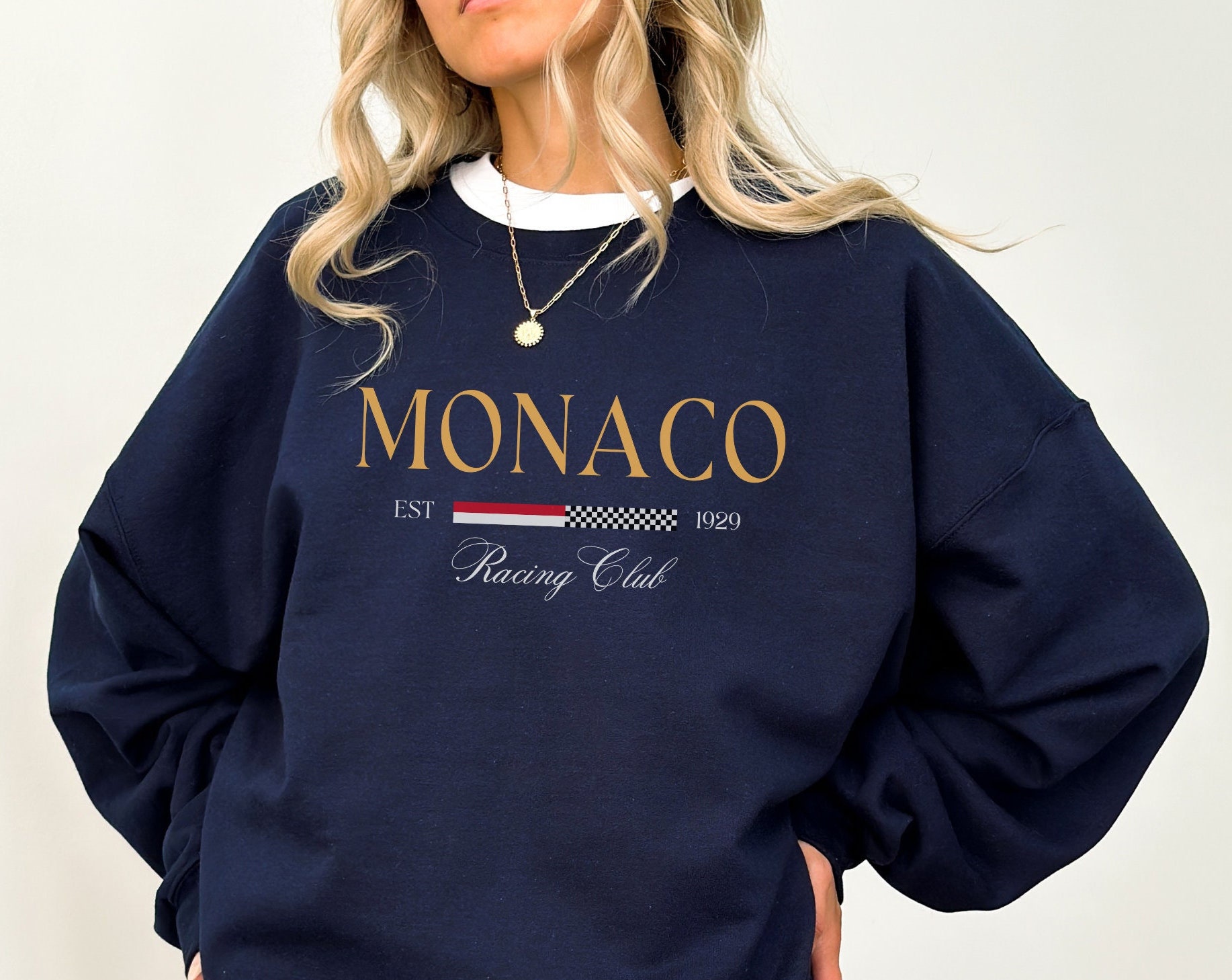 Women's MONACO Print Sweatshir - Street Fashion Monaco ulasan dan harga