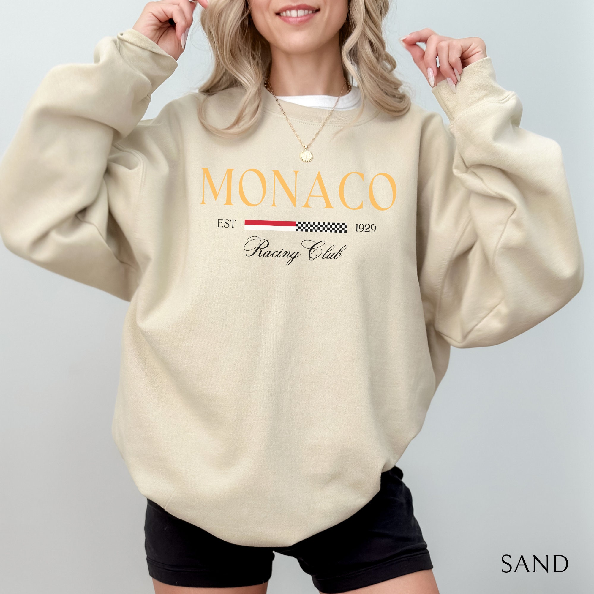 Women's MONACO Print Sweatshir - Street Fashion Monaco ulasan dan harga