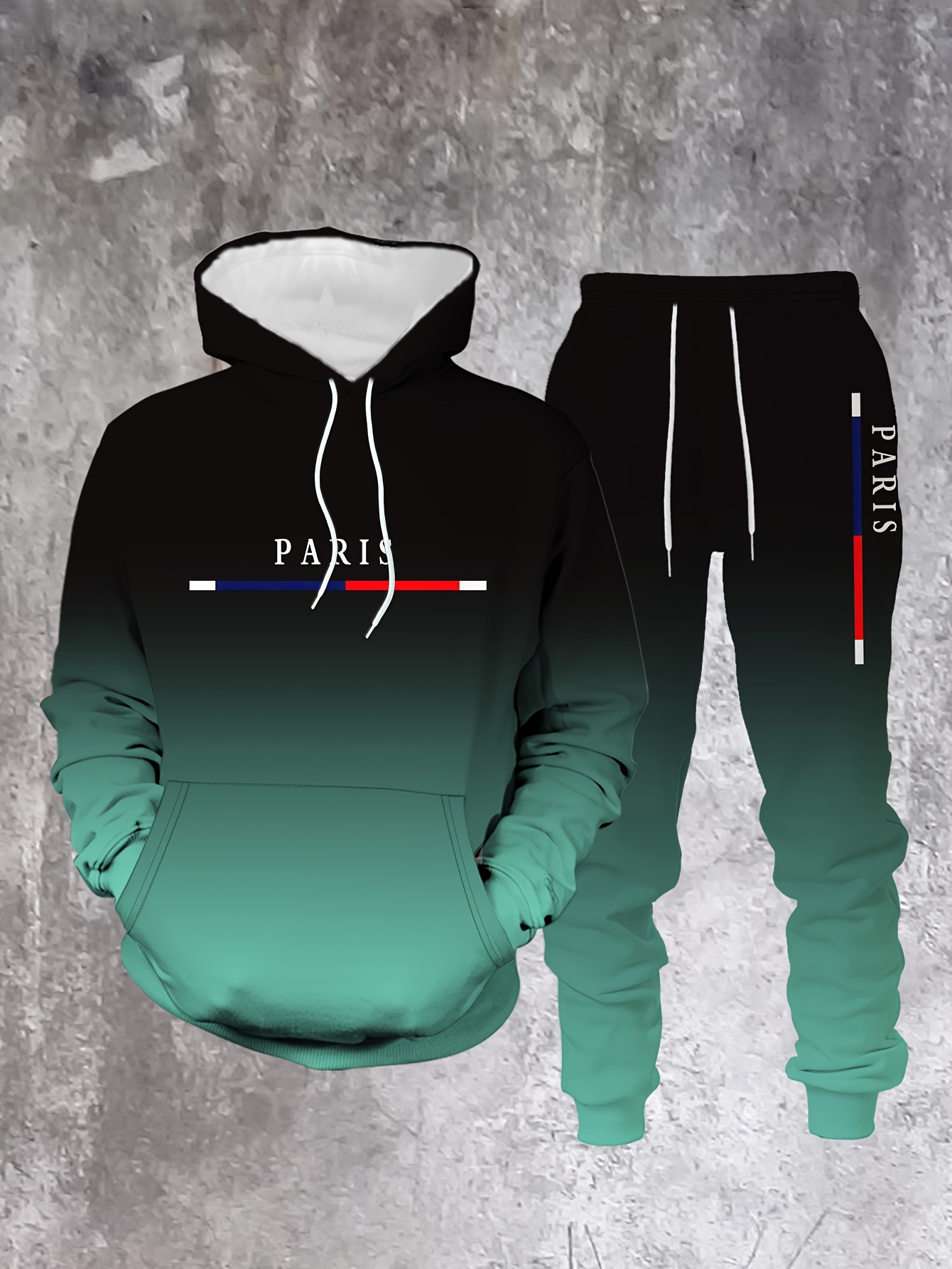 Gradient Color Paris Tracksuit - Street Fashion Outfit For Men ulasan dan harga