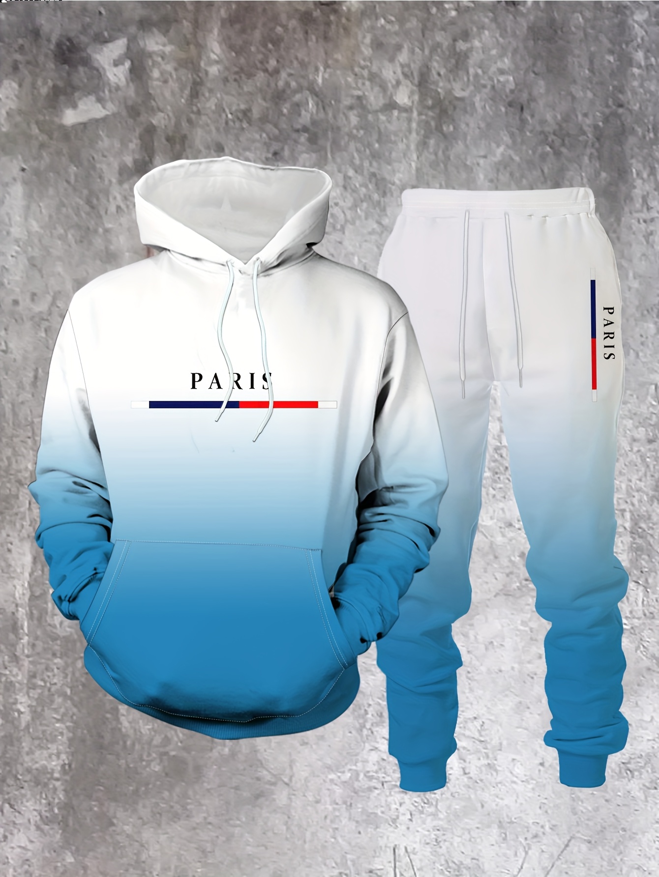 Gradient Color Paris Tracksuit - Street Fashion Outfit For Men ulasan dan harga