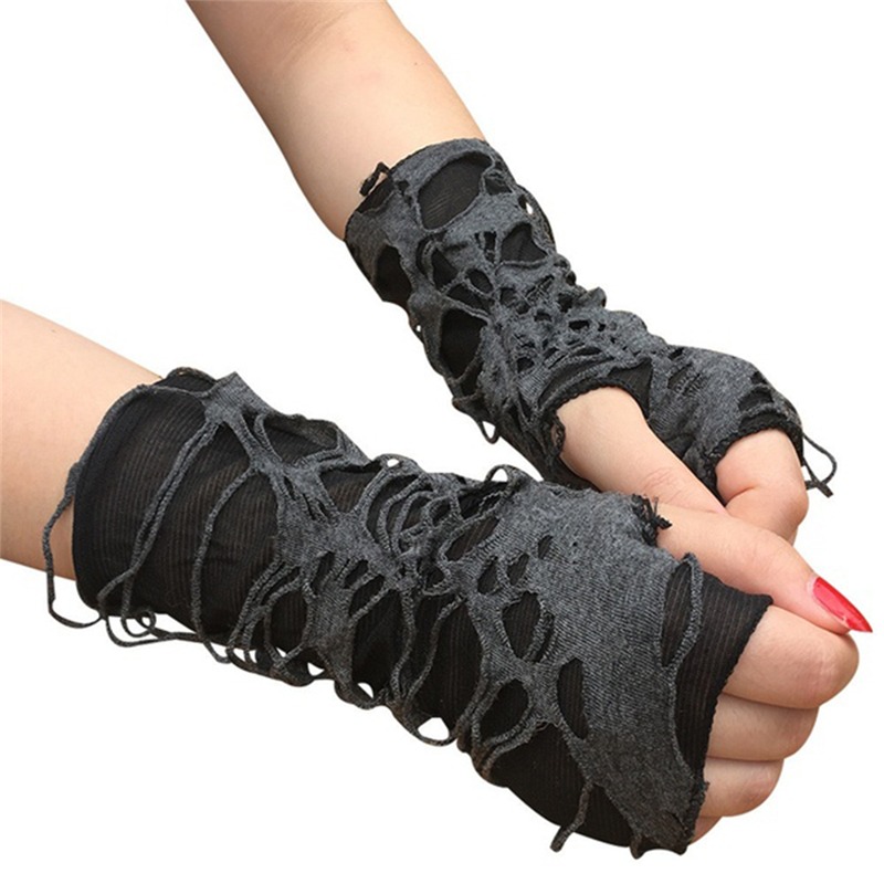 Unisex Gothic Black Gloves Fin - Street Fashion Gloves ulasan dan harga