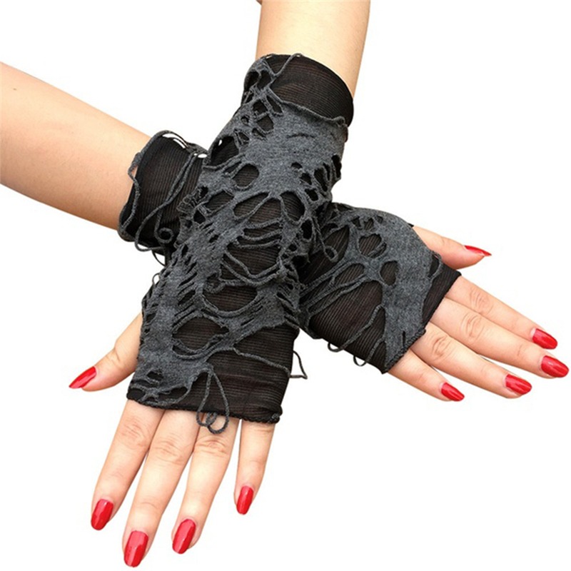 Unisex Gothic Black Gloves Fin - Street Fashion Gloves ulasan dan harga