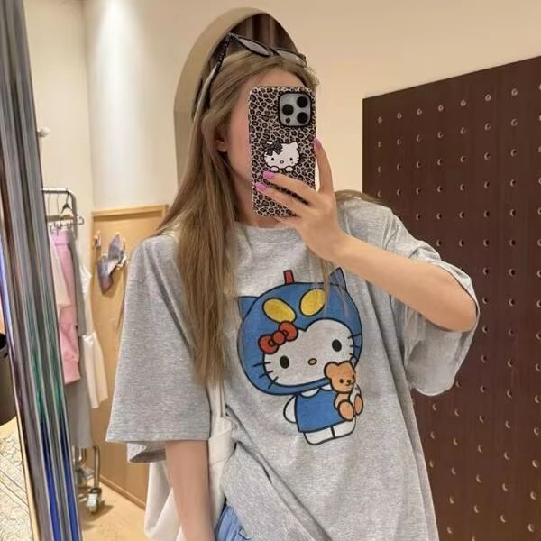Short Sleeved Hello Kitty Prin - Street Fashion Jersey ulasan dan harga