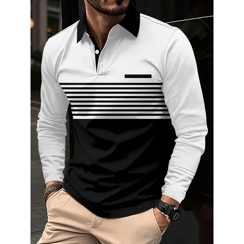 Striped pattern printed polo s - Street Fashion England ulasan dan harga