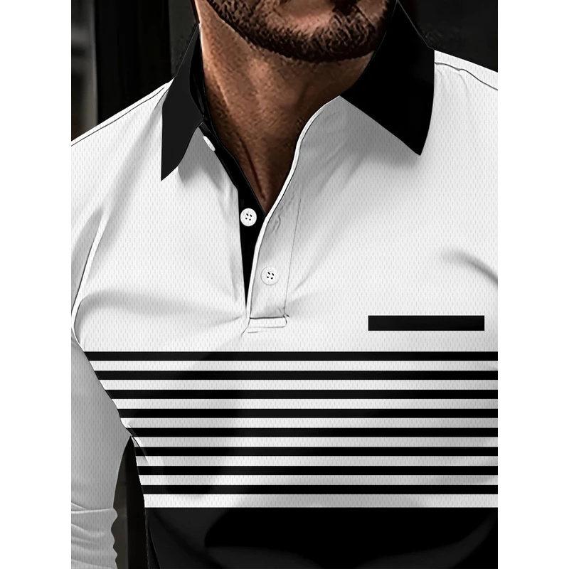 Striped pattern printed polo s - Street Fashion England ulasan dan harga