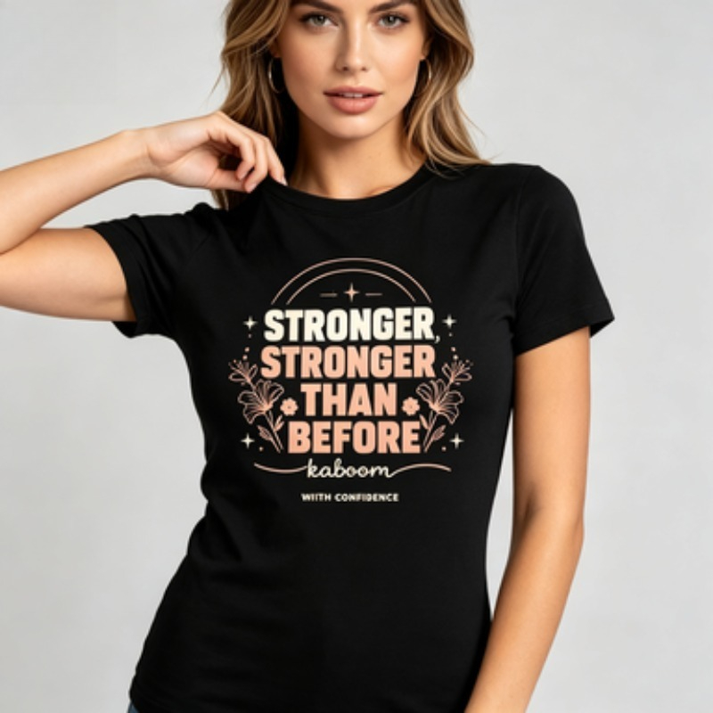 Crew Neck T‑Shirt,Empowering W - Street Fashion Vibes ulasan dan harga