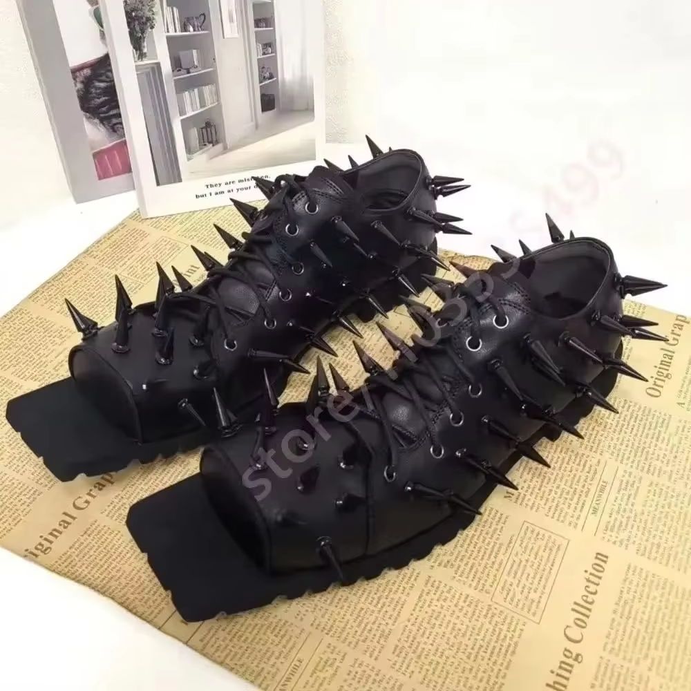 Women's Black Leather Hog Toe  - Street Fashion Y2K ulasan dan harga