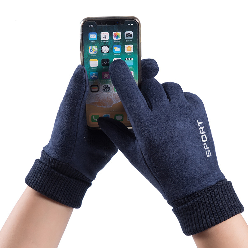 Men Winter Suede Leather Plush - Street Fashion Gloves ulasan dan harga